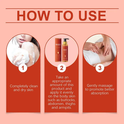 Huile corporelle raffermissante pour la réparation de la peau brillante, lisse, Anti-Cellulite, raffermissement, éclaircissement, améliore les soins de Massage hydratants secs