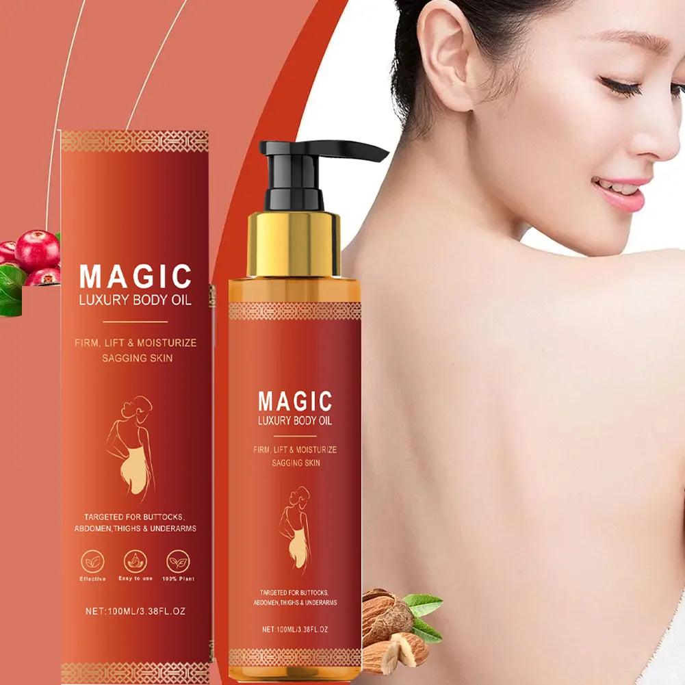 Huile corporelle raffermissante pour la réparation de la peau brillante, lisse, Anti-Cellulite, raffermissement, éclaircissement, améliore les soins de Massage hydratants secs