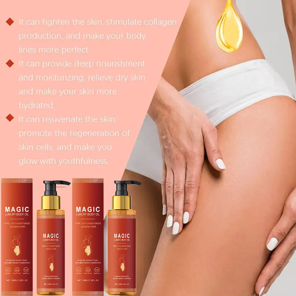 Huile corporelle raffermissante pour la réparation de la peau brillante, lisse, Anti-Cellulite, raffermissement, éclaircissement, améliore les soins de Massage hydratants secs